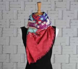 syal sutra dan wol Screen Printing Silk Wool Scarf